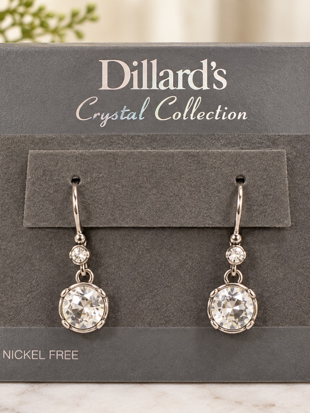 Dillard’s Original Collection Crystal Dangle Earrings Silver Tone Nickel Free